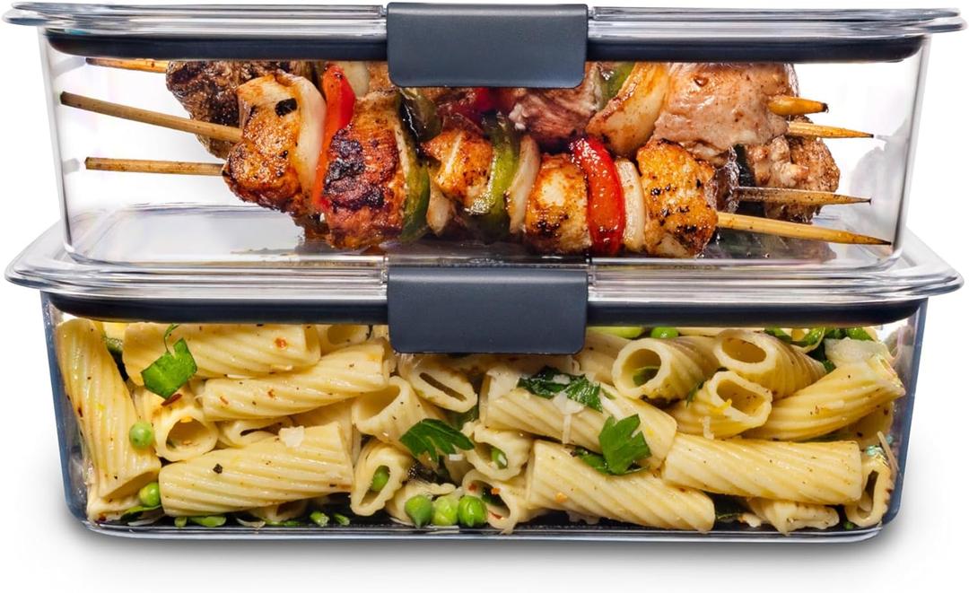 Rubbermaid Brilliance BPA-Free Food Storage Containers with Lids, Airtight Clear Set of 2 (9.6 Cup), Ideal for Lunch, Meal Prep, and Leftovers (Set of 2 (9.6 Cup) Containers)