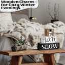 3 Pcs Winter Let It Snow Tiered Tray Decor Table Sign Winter Theme Wood Decorations Centerpiece Decor for Party Gift Desk(Snowman Style)