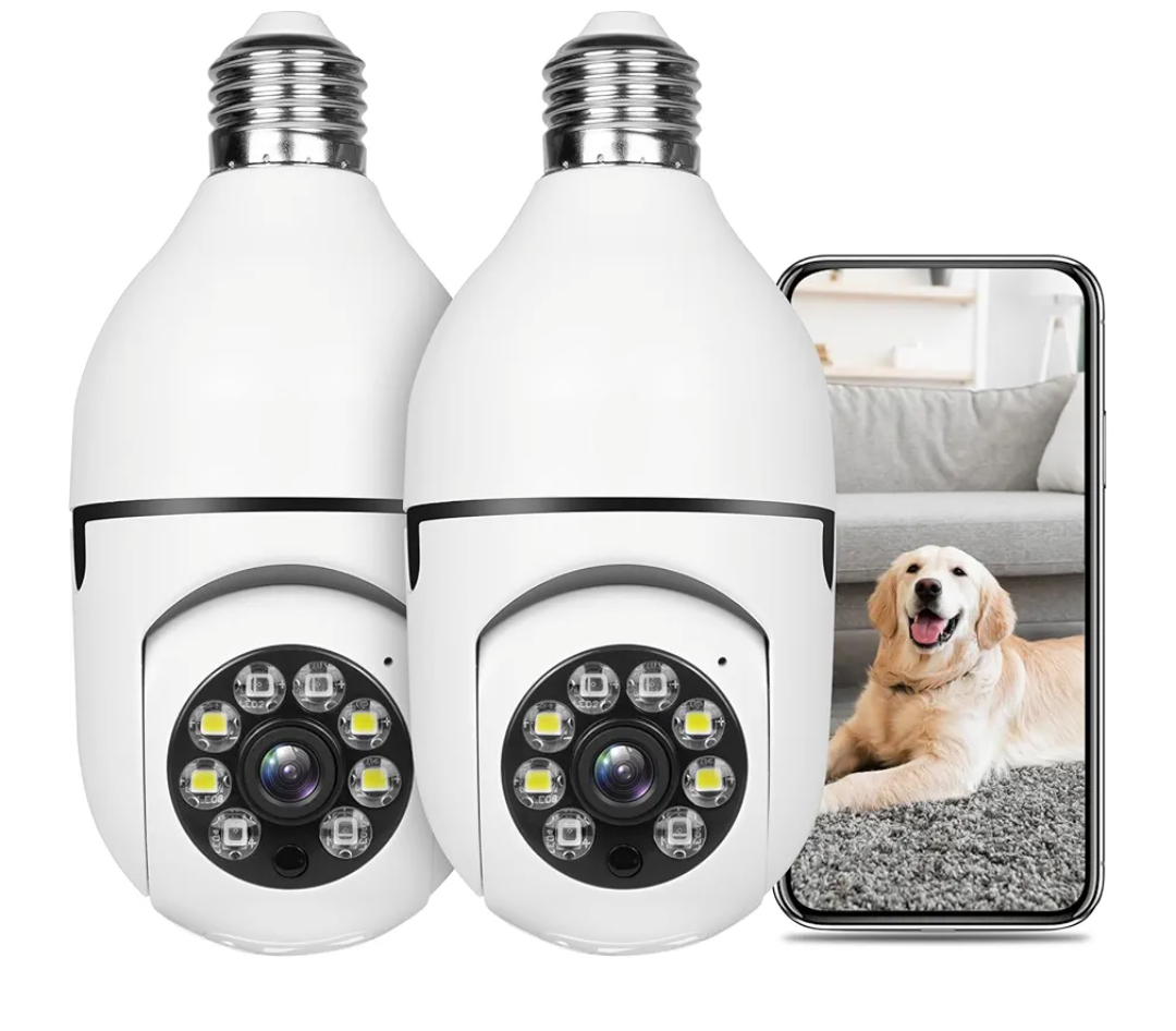 UPULTRA Light Bulb Security Camera Outdoor 2packs HD Wireless 5GHz/2.4GHz WiFi Home IP Cameras E27 360 Degree Panoramic,Motion Detection and Alarm,Two-Way Audio,Night Vision
