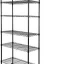 Simple Deluxe Heavy Duty 6-Shelf Shelving, 29.92'' D x 13.98'' W x 71.65'' H Adjustable Wire Shelving with Hanging Hooks and Wheels, Black (6-Tier, Black)