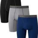 Hanes Men's Comfort Flex Fit Boxer Briefs, Ultra Soft Stretch, Long Leg & Regular Leg, 3- Pack (XX-Large, Navy/Grey/Black)