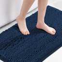 H.VERSAILTEX Navy Bath Mat for Bathroom, Microfiber Bath Rugs Chenille Floor Mat Ultra Soft Washable Bathroom Dry Fast Water Absorbent Bedroom Area Rugs, 24 x 42 - Inch