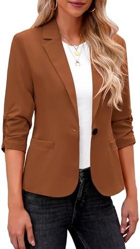 LookbookStore Blazers for Women Suit Jackets Dressy 3/4 Sleeve Blazer Business Casual Outfits for Work, XL