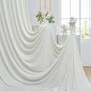 50ftx12ft Wrinkle Free Ivory Backdrop Curtain, 10 Panels 12FT Height Ivory Wedding Backdrop Drapes, Silky Polyester Back Drop Cloth for Birthday Photography Background Party Backdrop Draping