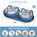 Stainless Steel Double Pet Bowls with Non-Slip Base, Detachable Dog Cat Food and Water Feeder Set, Anti-Spill & Easy to Clean Pet Feeding Bowls for Small Dogs & Cats