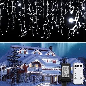 Icicle Christmas Lights Outdoor, 40Ft 432 LED Waterproof White Icicle Lights for Outside, 8 Lighting Modes Connectable String Light with Remote,Timer, 81 Drops Christmas Decorations for House Eaves
