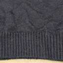 Womens Fall Oversized Long Sleeve Sweaters 2 in 1 Denim Panel Lapel Sweater Polo Knit Sweater Tops (Small, Navyblue)