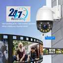 Security Camera Outdoor Wired with Night Vision Color, 360 WiFi Cameras for Home Security, Waterproof Video Surveillance Cameras, Motion Detection, Auto Tracking & Alarm, Fee Phone App and PC Software