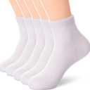 Women's Thin & Warm Cotton Ankle Socks - Quarter Cut, 5 Pairs  (Shoe Size 6-11, White)