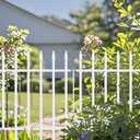Thealyn Metal Garden Fence 24" W x 24" H (10 Panels, Total 20 ft), Decorative Border Folding Fence, Landscape Fencing for Flower Bed, Yard, Animal Barrier, White 