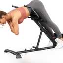 BODY RHYTHM Adjustable & Foldable Roman Chair, Hyperextension Bench, Optional Ab Workout Machine, Back Extension Bench for Glute, Hamstring and Lower Back, Adjustable Exercise Equipment for Home Gym.