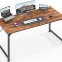 Huuger Computer Desk, 48 Inch Office Desk, Gaming Desk with Storage, Writing Desk Work Desk for Home Office, Study, Modern Simple Desk, Large Legroom, Metal Frame, Rustic Brown
