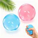 2 x 2 Pack Coconut Oil Squishy Stress Balls, Blue and Pink Shapeable Jelly Squeeze Balls, Soft Sensory Fidget Toys for Desk, Work, Study, Travel, Gifts for Teens and Adults