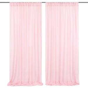 Chiffon Backdrop Curtain Pink Sheer Curtain Backdrop 5ft x 10ft 2 Pieces Wedding Party