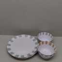 Gibson Home Cottage Stripes 12-Piece Melamine Plates and Bowls Dinnerware Set - Outdoor, Camping, & Everyday Use - Assorted Colors (Service for Four (12pcs))