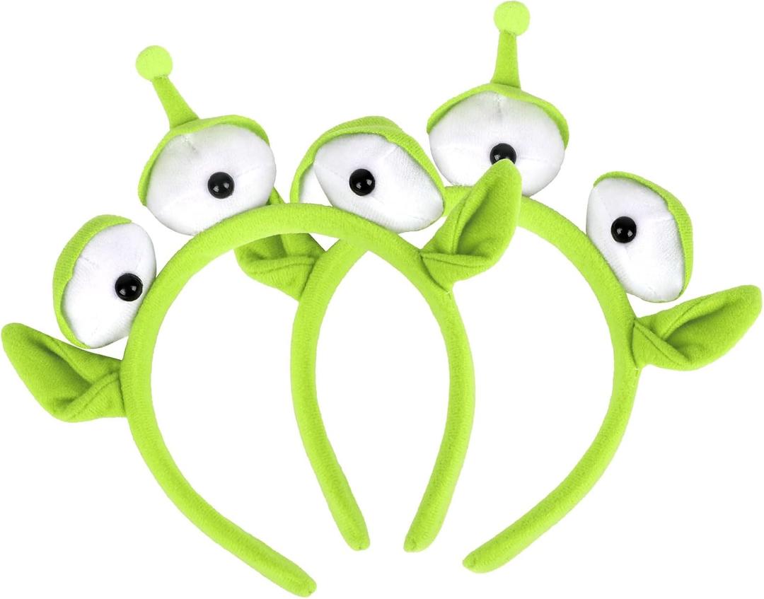CCINEE 2Pack Alien Plush HeadbandGreen Alien Three-eyed Headband Plush Headwear Hat Accessories for Halloween Party Supply