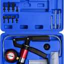 YSTOOL Hand Held Vacuum and Pressure Pump Brake Clutch Fluid Bleeder Tool Kit Oil Change Power Steering Fluid Bleeding Set with Pressure Gauge Jar Adapters for Auto Car Truck Motorcycle Use Blue Case