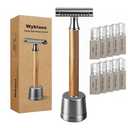 Double Edge Safety Razor: Premium Metal Single Blade Face Razor for Men & Women, Eco-Friendly Bamboo Handle & 10 Double Edge Blades