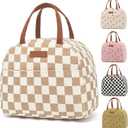 Lunch Bag for Women Men, Reusable Lunch Box, Insulated Lunch Pail bag with Large Capacity, Cute Corduroy Lunch Tote Bags, Cooler Lunch Container for Work Travel Office Picnic (Khaki)