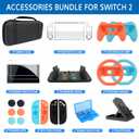 Switch 2 Accessories Bundle for Nintendo Switch 2, 23-in-1 Game Kit: Carrying Case, Charging Dock, Screen Protectors, Steering Wheels, Grips for Joycon, Dockable Console Protective Cover Case
