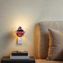 Halloween Decorations, Ceramic Pumpkin in Witch Hat Plug-in Night Light, Vintage Halloween Decorative Night Light with 17 Bulbs, Halloween Decor Indoor for Party Gift Bedroom & Hallway (2-Ceramic Jack O' Lantern)