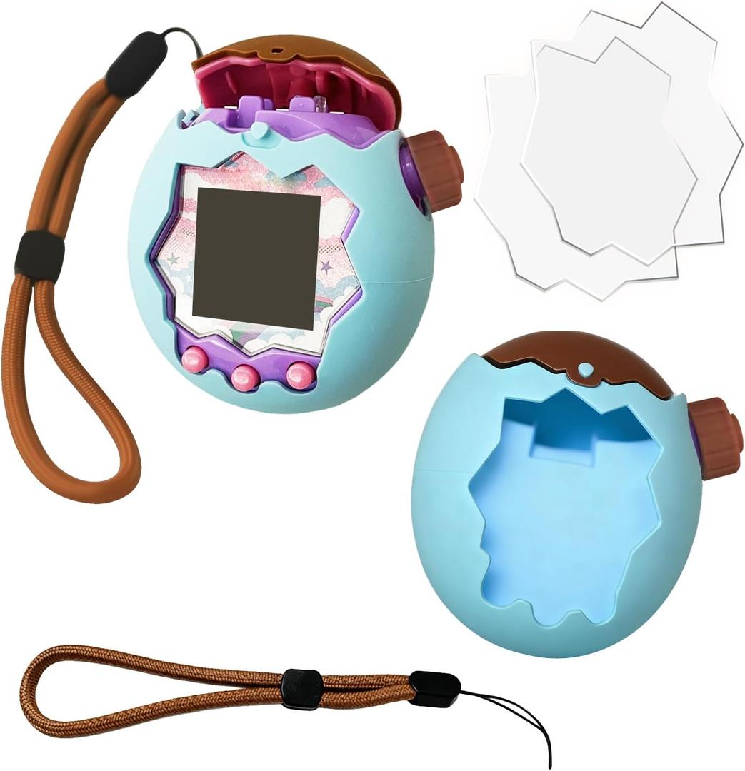 Silicone Cover for Tamagotchi Paradise, Case for Tamagotchi Paradise, Silicones Protective Slim Case with Lanyard Screen Protector Cover for Tamagotchis ParadiseChristmas Gifts for Boys or Girls (Cyan)