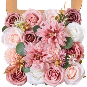 Artificial Flowers, Pink Silk Flowers for DIY Wedding Bouquets, Fake Cake Flowers for Centerpieces,Party, Table,Arrangement, Home Decor