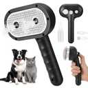 Cat Steam Brush for Grooming and Shedding for Long and Short Hair Pets Deshedding and Hair Removal tool for Dogs & Cats Self Cleaning 4 in 1 Massaging Pet Spray Spritz Defur Comb (Black)