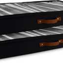HOMELUX THEORY 2pc Low Profile Under Bed Storage Containers, Thin Under Couch Storage Organizer with Bins & Lids, Underbed Storage Box Ideal for Seasonal Clothes, Blankets, Fabric & Shoes (Black)