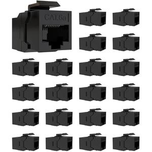 VANDESAIL 20 Pack CAT6A RJ45 Keystone Couplers, Ethernet Keystone Jack Female to Female RJ45 Couplers UTP for Cat6a/Cat6/Cat5e/Cat5 Network Cable Black