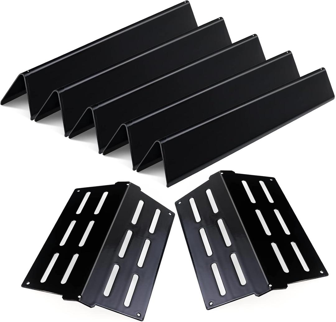 17.5 inch Porcelain Flavorizer Bars Grill Replacement Parts for Weber Genesis 300 Series E310 E320 E330 S310 S320 S330 EP/CEP 310 EP/CEP 320 EP/CEP 330 with Front Control Knob Heating Plate