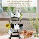 MyGift 24-Hook Rustic Black Iron Coffee Mug Holder, Tea Cup Display Stand, Drinking Glasses Baby Bottle Drying Rack Stand