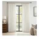 MIULEE 96 Inches Long Pinch Pleated Natural Linen Curtains 2 Panels Set for Bedroom Living Room, Viral Pleat Semi Sheer Drapes Light Filtering Textured Sheer Curtains with Hooks Floor to Ceiling