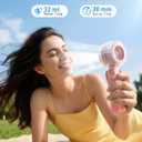 Portable Handheld Misting Fan, 4000mAh Rechargeable 3-in-1 Foldable Cooling Turbo Fan, 1-100 Stepless Speed with Water Spray & LED Display, Desk & Neck Personal Fan for Travel Beach Outdoor (Pink)