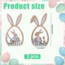 2 Pcs Easter Decorations for Home, Wooden Bunny Standing Tabletop for Rabbit Easter Decor, Cute Bunny Decorations Decor, Farmhouse Ornament Rabbit Sign for Spring Home Decoration