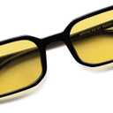 Appassal Retro Skinny Rectangle Sunglasses for Men Women 90s Narrow Sunnies Vintage Thin Frame AP3740 (C5 Black/Yellow)