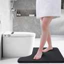 Smiry Memory Foam Toilet Rugs U-Shaped 20x20, Extra Soft Absorbent Non-Slip Contour Bathroom Rugs, Machine Washable Bath Mats for Toilet, Black