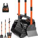 SlowTon Dog Pooper Scooper - 37.4" Long Handle Adjustable Metal Swivel Bin & Rake & Spade Kit with 20 Waste Bags, Portable Pooper Scooper for Gravel Lawn Grass, Suit for Small Medium Large Dog (Orange)