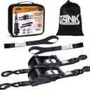 3300LB Retractable Ratchet Straps(2 Pack), 2" x 10FT Tie Down Straps Ratchet with Safety S Hooks, Strap for Trucks, Motorcycle, Cargo, Trailer, Moving-Black