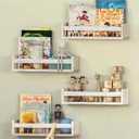 NATURE SUPPLIES Set of 4, Whitewashed Floating Nursery Book Shelves, 16.4" Floating Bookshelves, Wall Book Shelf for Kids Rooms Decor, Toys & Playroom Furniture, Kids Bookshelf, Nursery Bookshelf