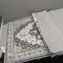 Madane Washable Runner Rug 2x8, Runners for Hallways Non-Slip Kitchen Runner Rugs Ultra-Thin Laundry Room Carpet Runner for Entrance Living Dinning Room Foyer, Grey Green/Black Olive