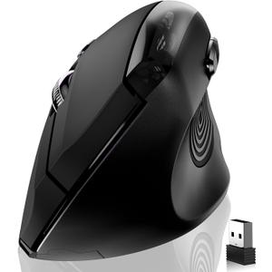 memzuoix Ergonomic Wireless Mouse, 2.4G Optical Cordless, 800/1200/1600 DPI, Vertical Computer Mouse for Laptop, Mac, PC, Desktop (Right Hand, Large) - Black