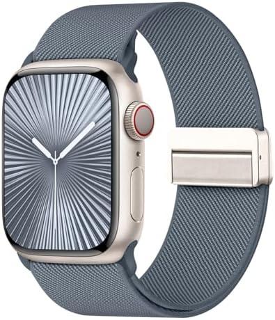 Stretchy Band with Magnetic Clasp Compatible for Apple Watch Bands Women Men 38mm 40mm 41mm 42mm 44mm 45mm 46mm 49mm, Nylon Sport Solo Loop for iWatch Series 11/10/9/8/7/6/SE/5/4/Ultra 3 2 1