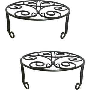 2 Pack 13in Diameter Metal Plant Stand for Indoor Outdoor Large Plants Flower Pot Heavy Duty Flower Pot Stand Holder,Rustproof Iron Round Plant Shelf for Planter Outdoor Plant Stand for Patio & Garden Décor (2 Pack 13 Diameter 5 inches Tall Black)