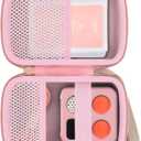 Storage Case Compatible with Yoto Mini (2024 Edition) Kids Screen-Free Bluetooth Audio Player,Transparent Card Bag can hold up to 36 cards(Pink Case,Beige Zipper)