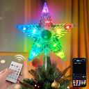Christmas Tree Topper Star Remote & APP Controlled Smart Treetop 7.5'' 20 Color Modes Christmas Star LED Lighted USB Powered for Xmas Holiday Party Decorations Gift (Indoor and Outdoor)