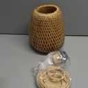 Bamboo Pendant Light Fixture One-Light Adjustable Boho Basket Handmade Woven Mini Pendant Lighting for Kitchen Island Sink Farmhouse Home (Natural-5)