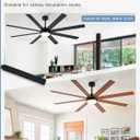 Depuley 72" Ceiling Fans with Lights: Black Indoor/Outdoor Ceiling Fan for Patios Living Room - 8 Blades Dimmable Large Ceiling Fans with Remote APP Control Timer Reversible Quiet DC Motor 6 Speeds