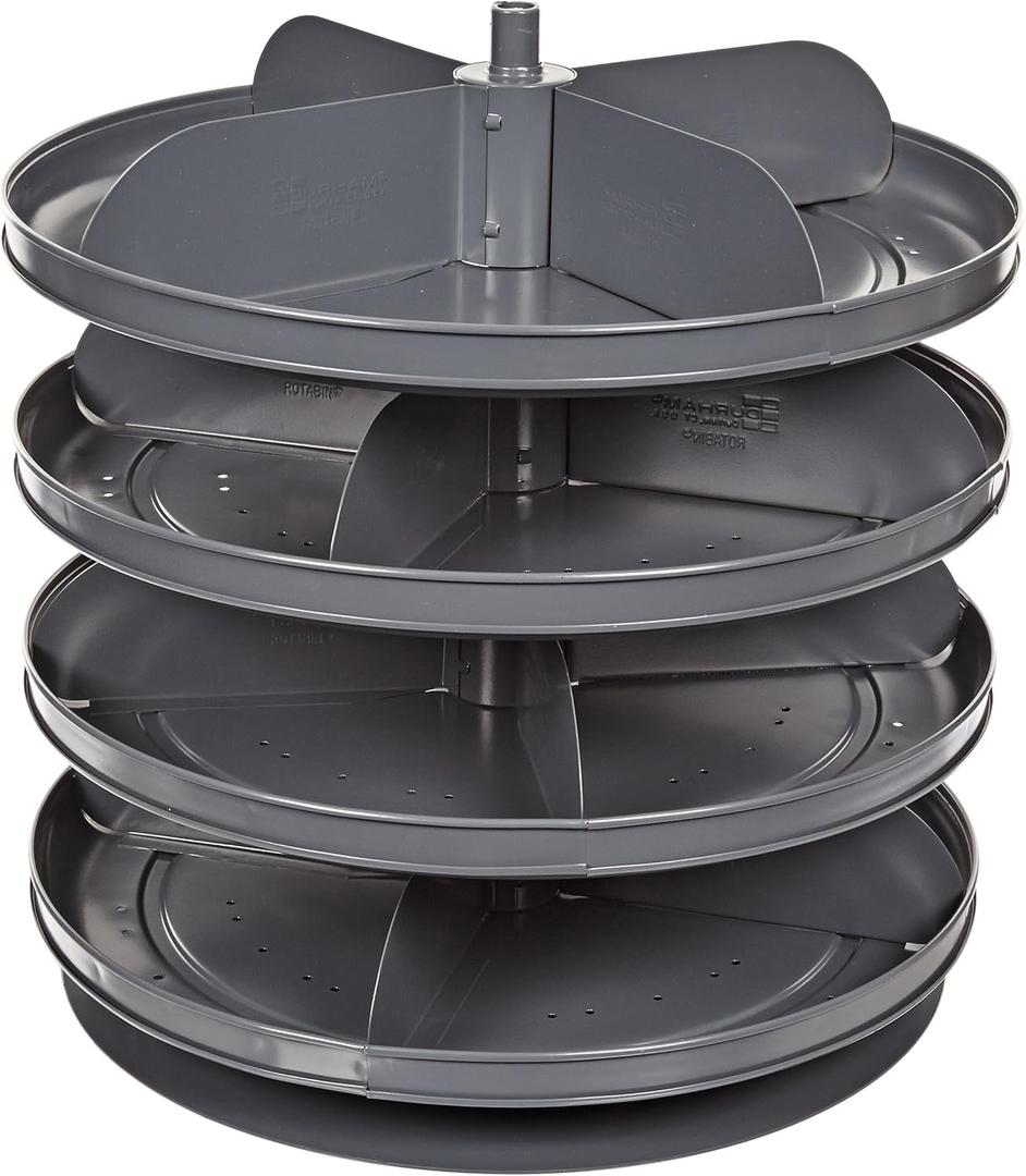 Durham 1104-95 Rotabin Gray Cold Rolled Steel 4 Revolving Shelves, 240lbs Capacity, 17" Diameter x 17-3/8" Height