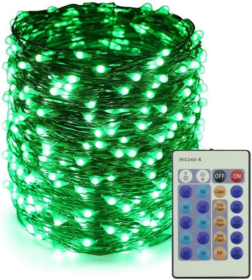 ER CHEN Dimmable LED String Lights,165Ft 500 LEDs Copper Wire Starry String Lights with Remote Control and Adapter for Seasonal Decorative Christmas Holiday, Wedding, Parties(Green)